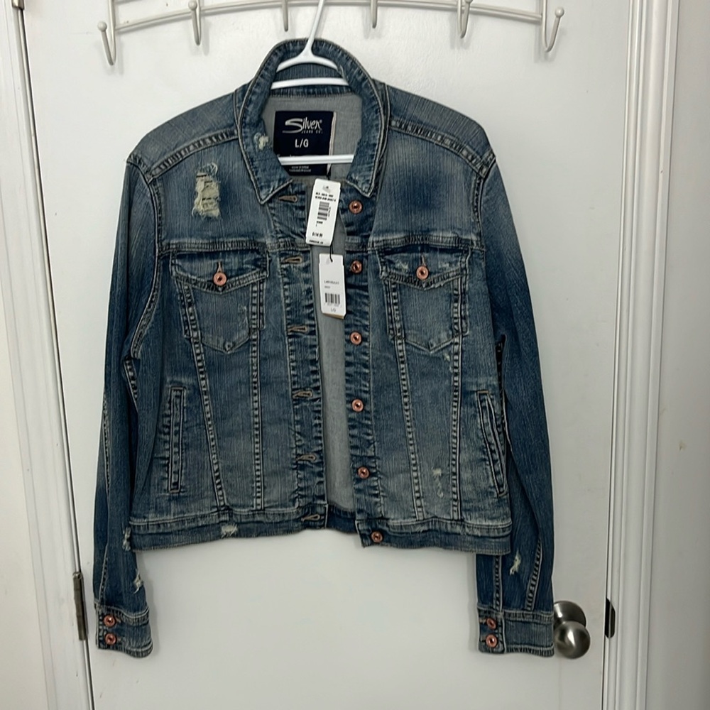 Silver Jeans Women's Distressed Denim Jacket - Blue